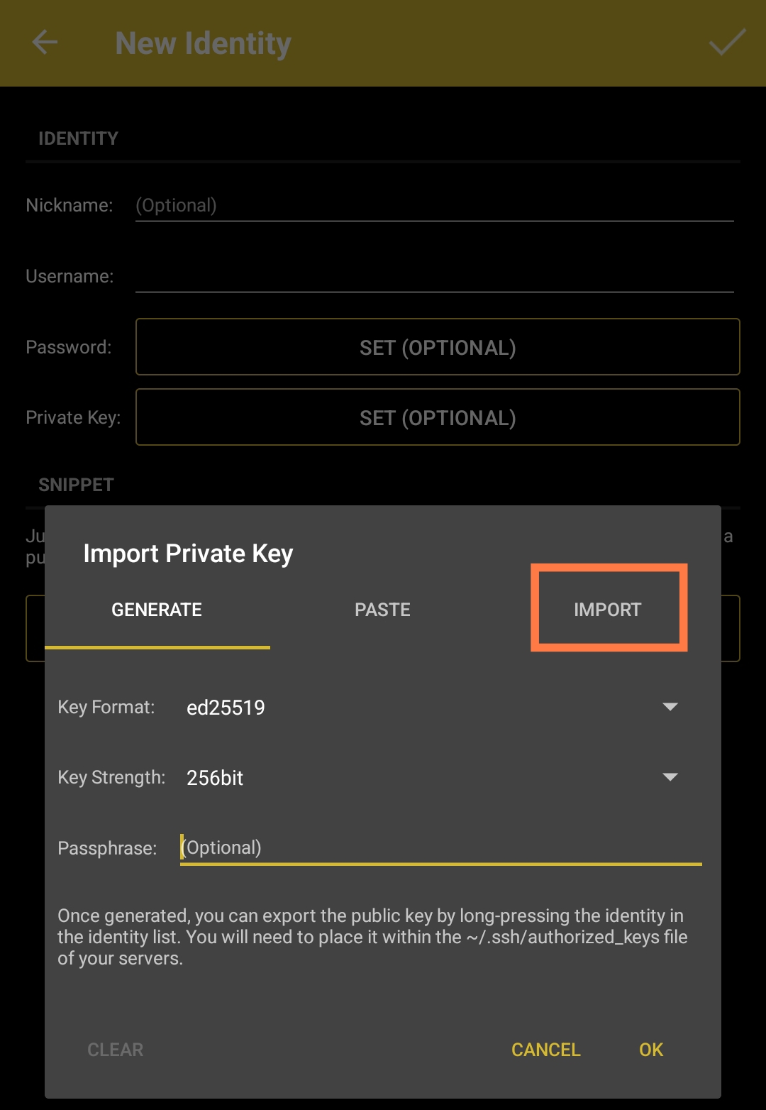 Importing Asymmetric Key File in JuiceSSH