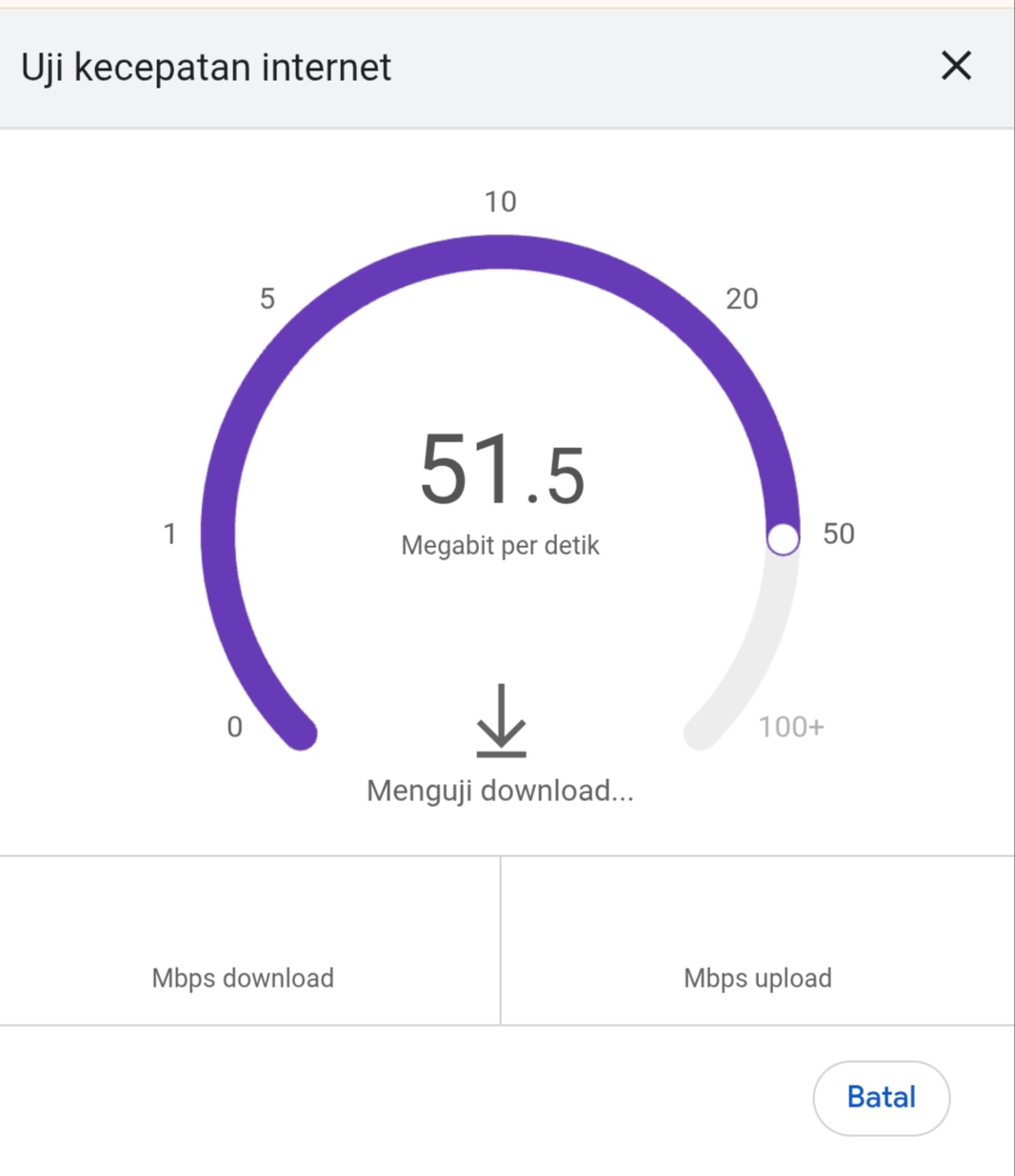 Tes Kecepatan Menggunakan google speedtest
